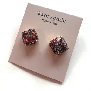 Kate Spade Sparkling glitter rainbow Multicolor Stud Earrings gold new
